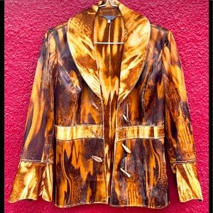 Versace Jeans Couture - Women’s XXL Wild Print Antler Button 90’s Vintage Jacket